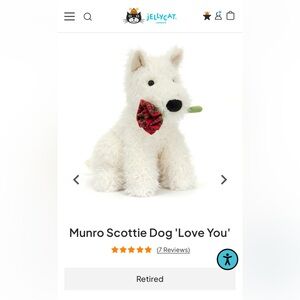 Authentic Jellycat Munro Scottie Dog ‘love you’ retired-NWT